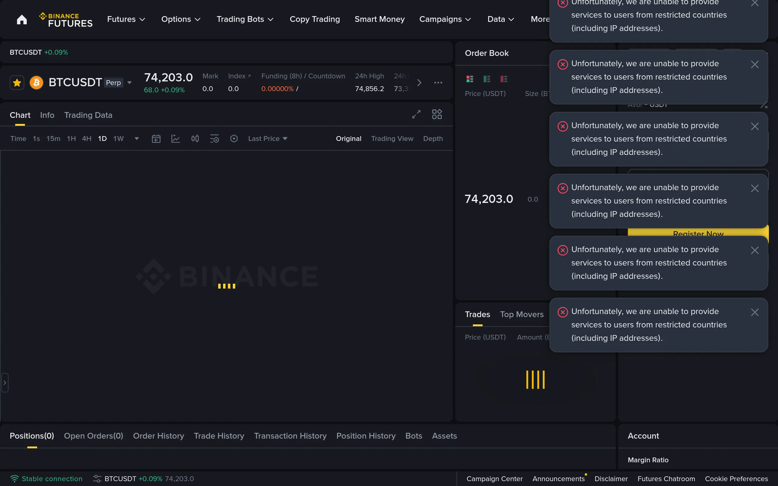 Binance Futures interface