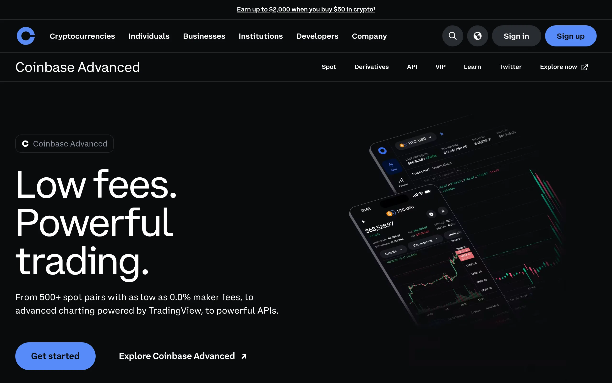 Coinbase Advanced Trade interface showing spot trading