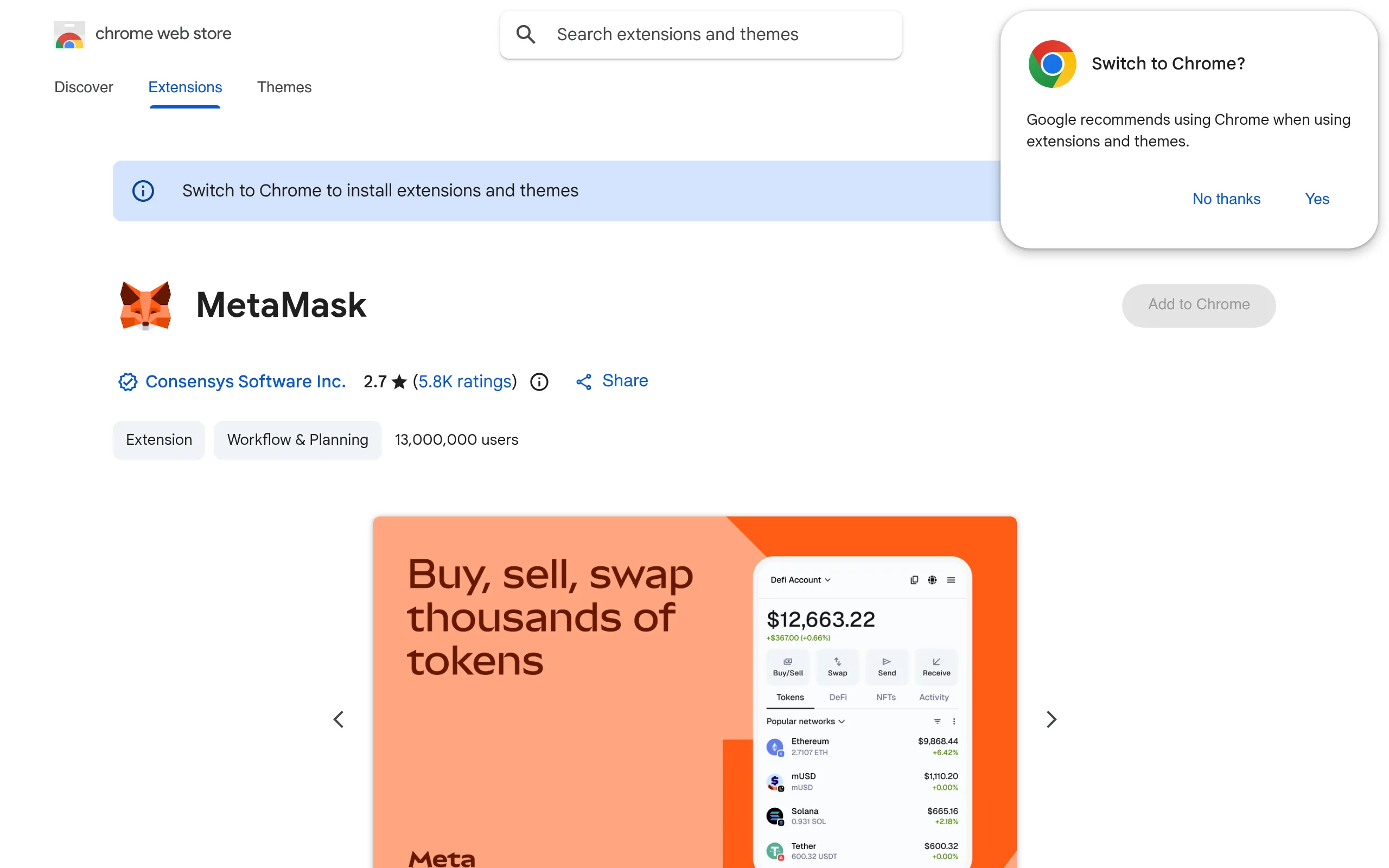 MetaMask setup wizard showing seed phrase backup step