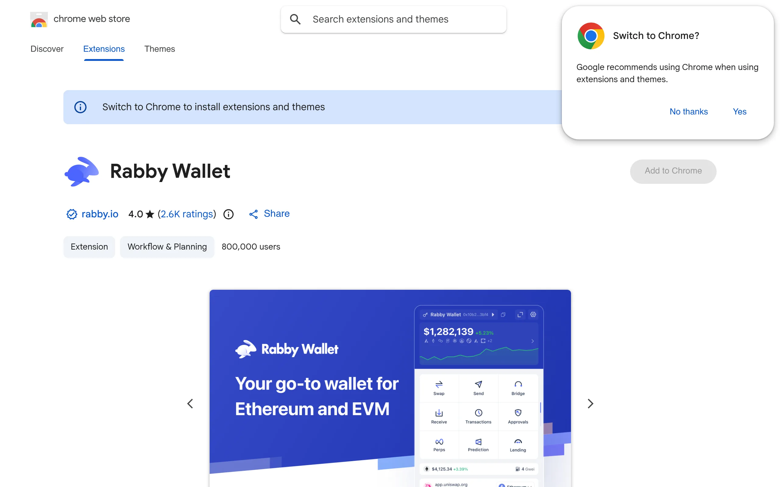 Rabby Wallet welcome screen with Get Started button