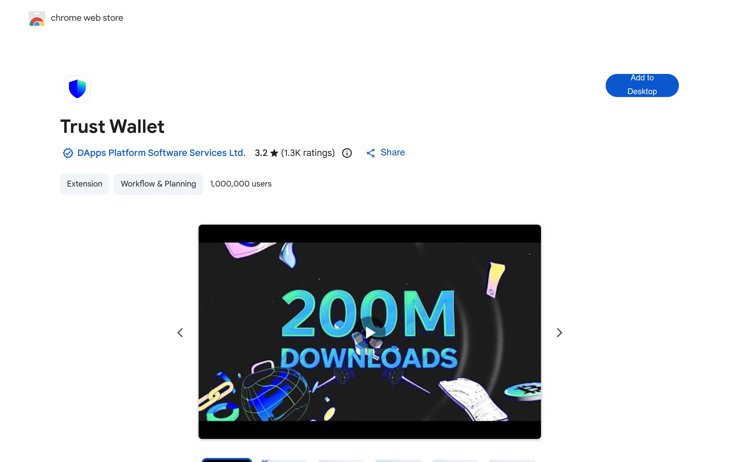 Trust Wallet browser extension installation page