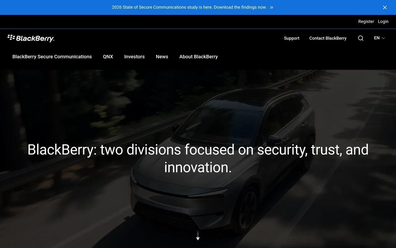 BlackBerry (BB) official company website — the underlying asset behind the BB HIP-3 perpetual on Hyperliquid