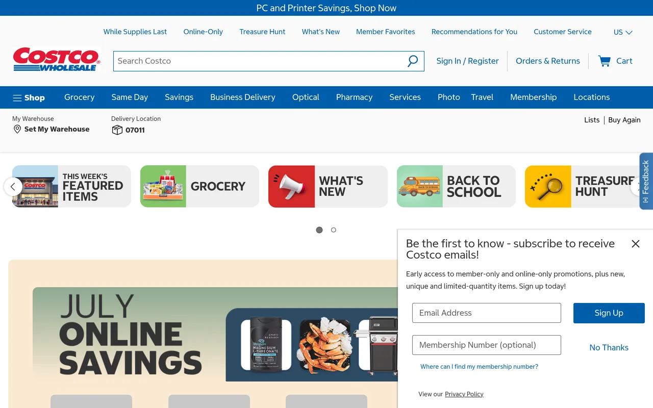 Costco Wholesale (COST) official company website — the underlying asset behind the COST HIP-3 perpetual on Hyperliquid