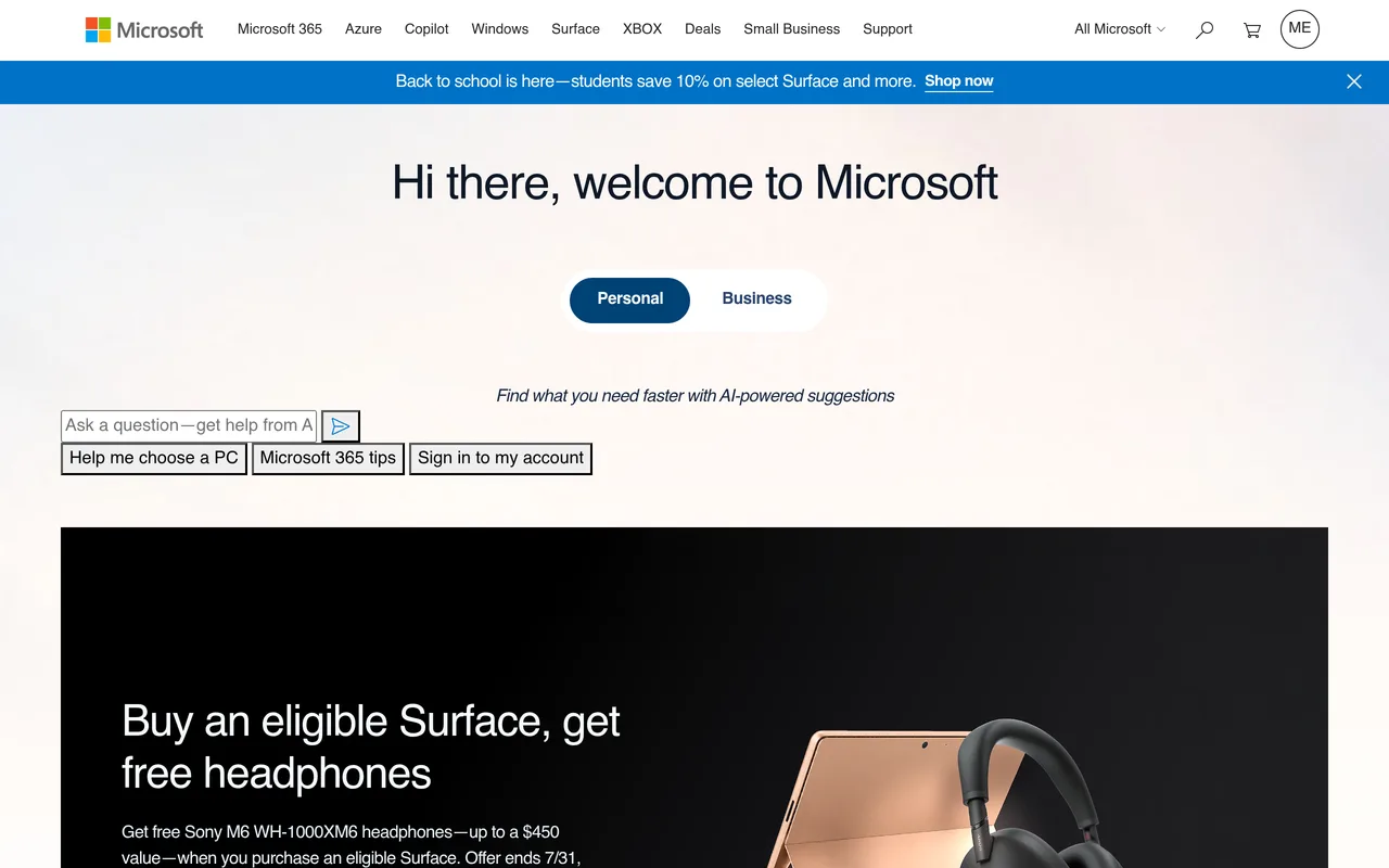 Microsoft Corp (MSFT) official company website — the underlying asset behind the MSFT HIP-3 perpetual on Hyperliquid