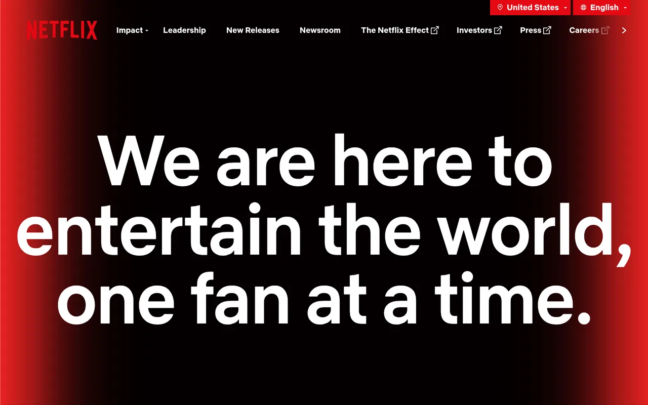 Netflix Inc (NFLX) official company website — the underlying asset behind the NFLX HIP-3 perpetual on Hyperliquid