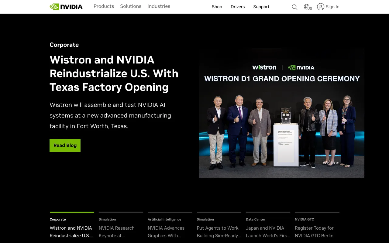 NVIDIA Corp (NVDA) official company website — the underlying asset behind the NVDA HIP-3 perpetual on Hyperliquid